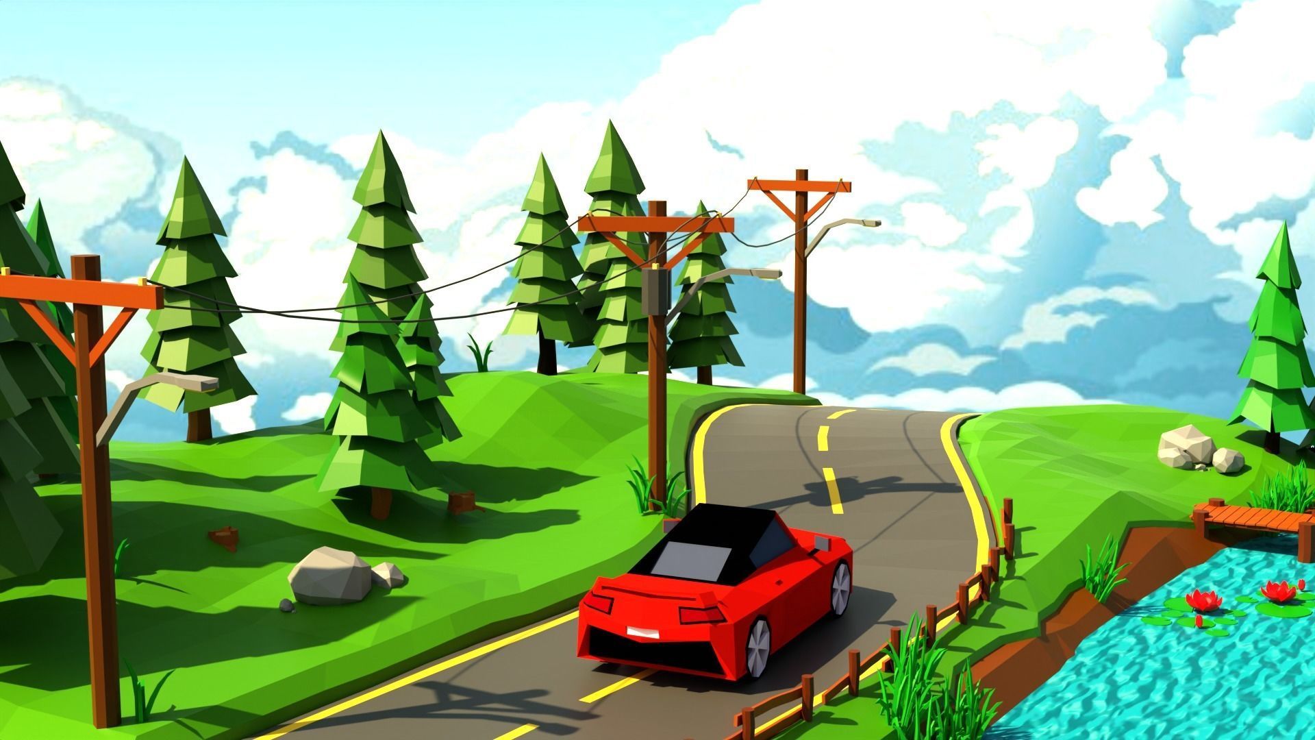 Road HT12 Low-poly 3D model_3