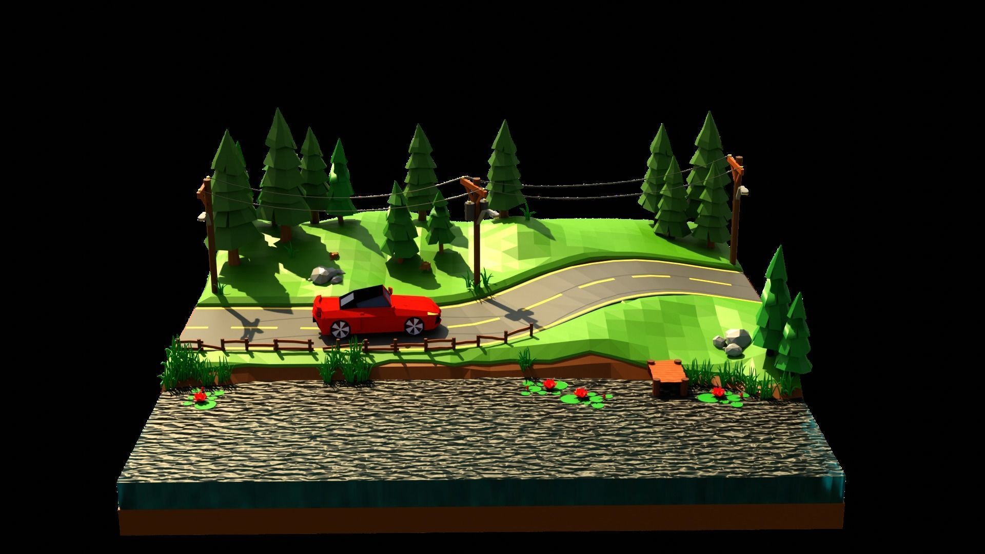 Road HT12 Low-poly 3D model_7