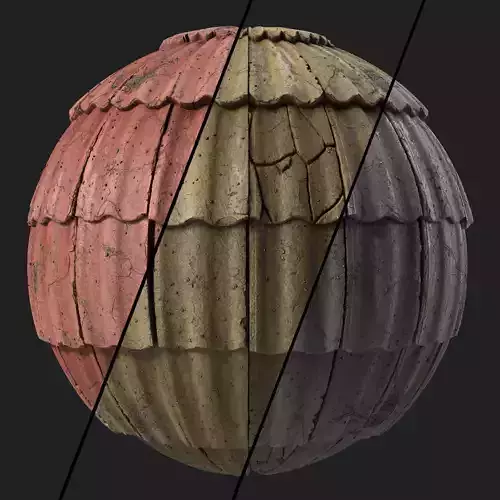 Roof Tile Materials 64- Concrete Roofing by Sbsar Seamless Pbr