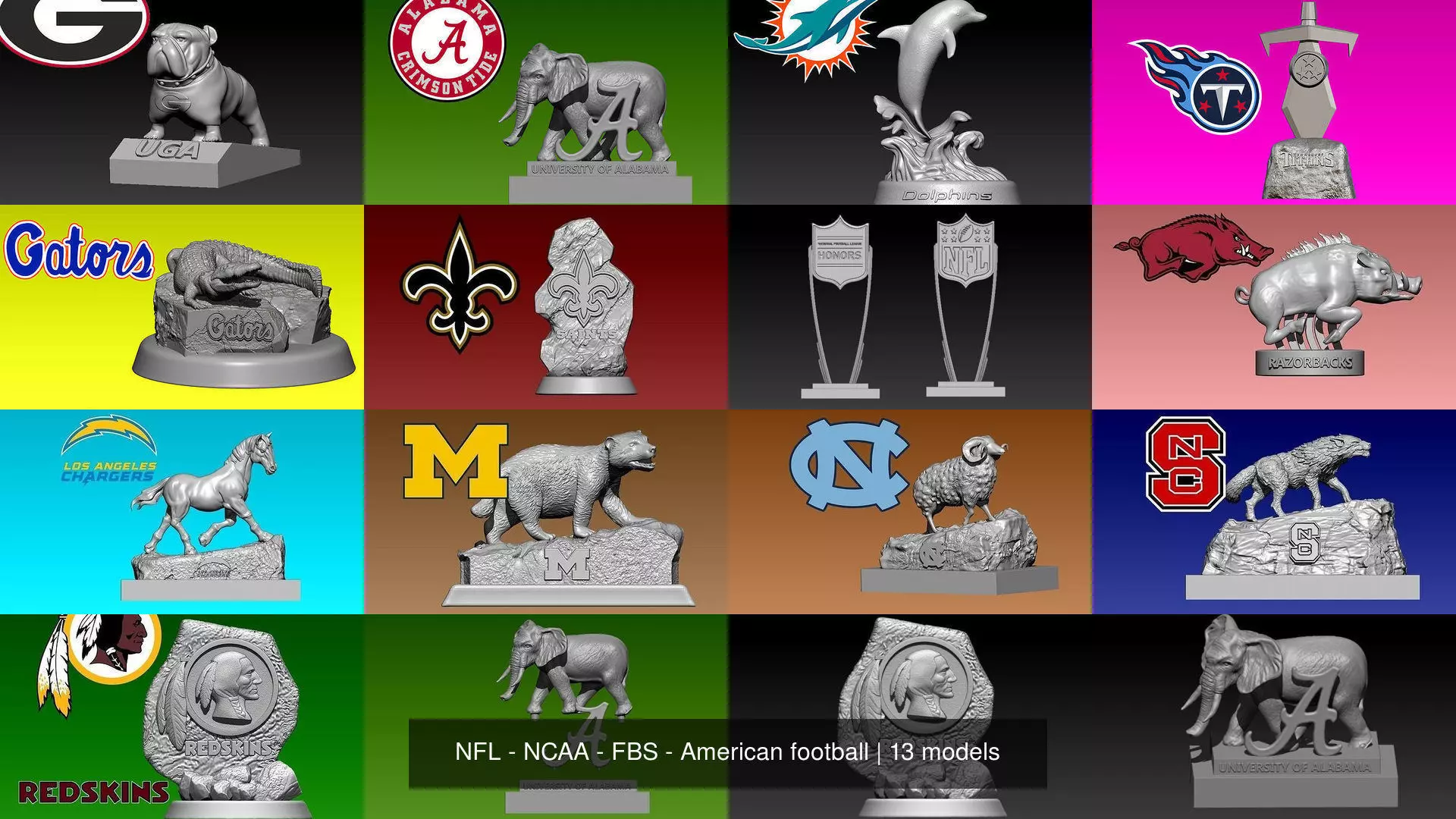 NFL - NCAA - FBS - American football 3D Model Collection_0