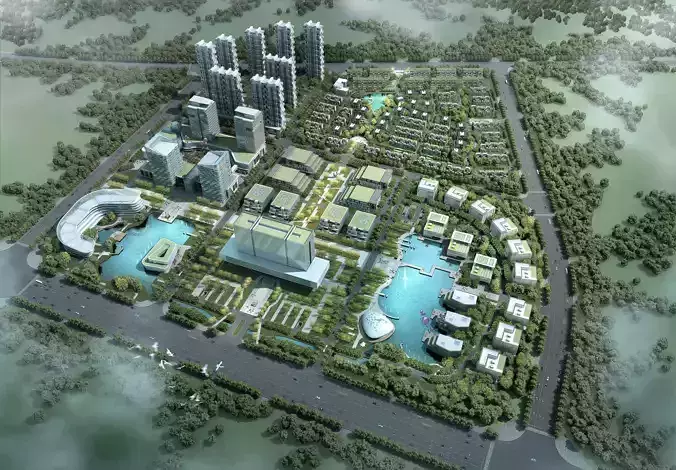 3Dmax fashion city commercial square building 224