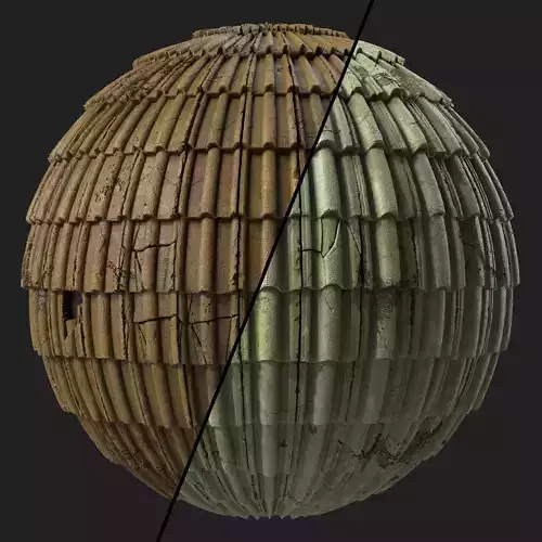 Roof Tile Materials 74- Damaged Concrete Roofing Seamless Pbr