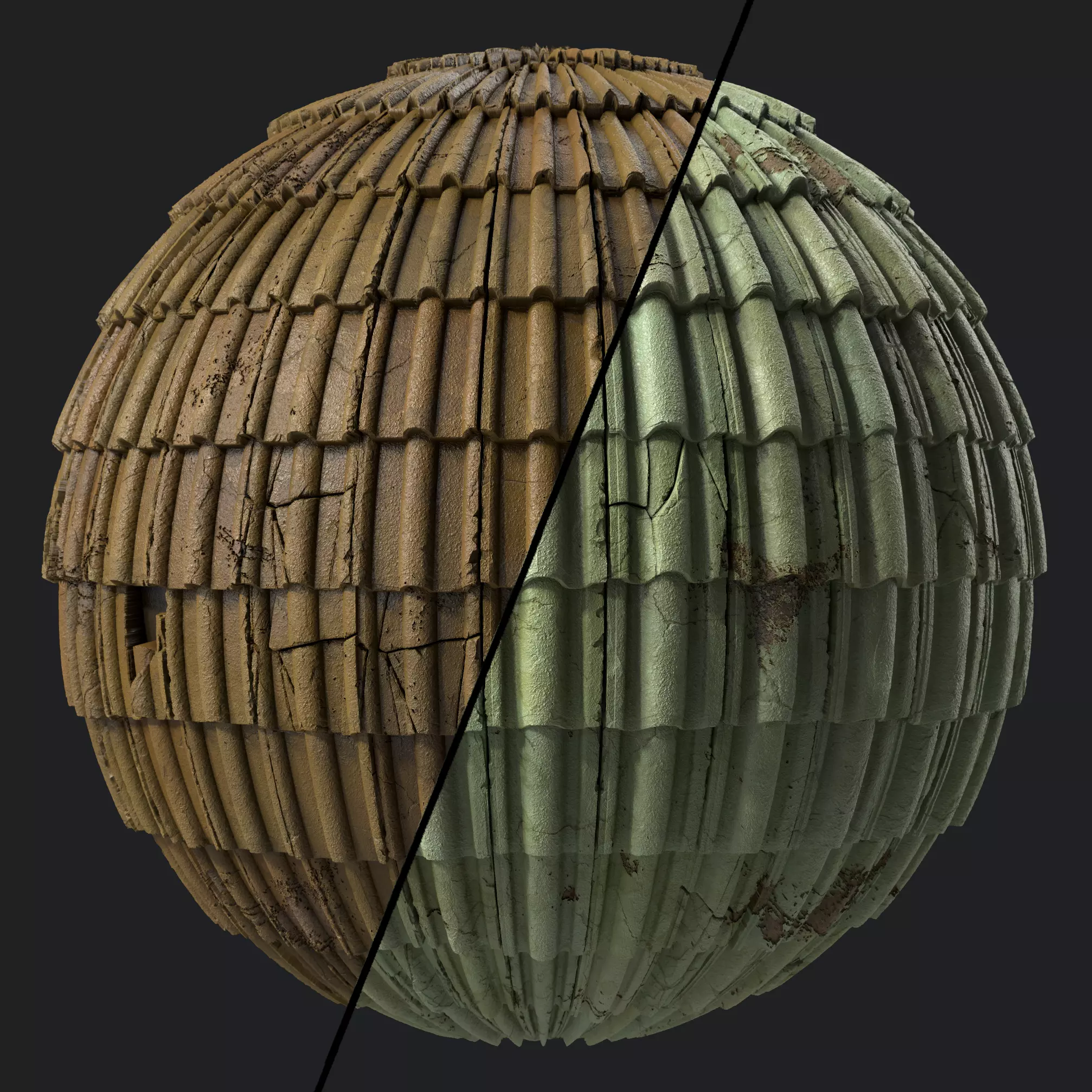 Roof Tile Materials 74- Damaged Concrete Roofing Seamless Pbr Texture