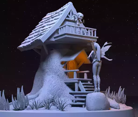 FAIRY AND DWARF DIORAMA