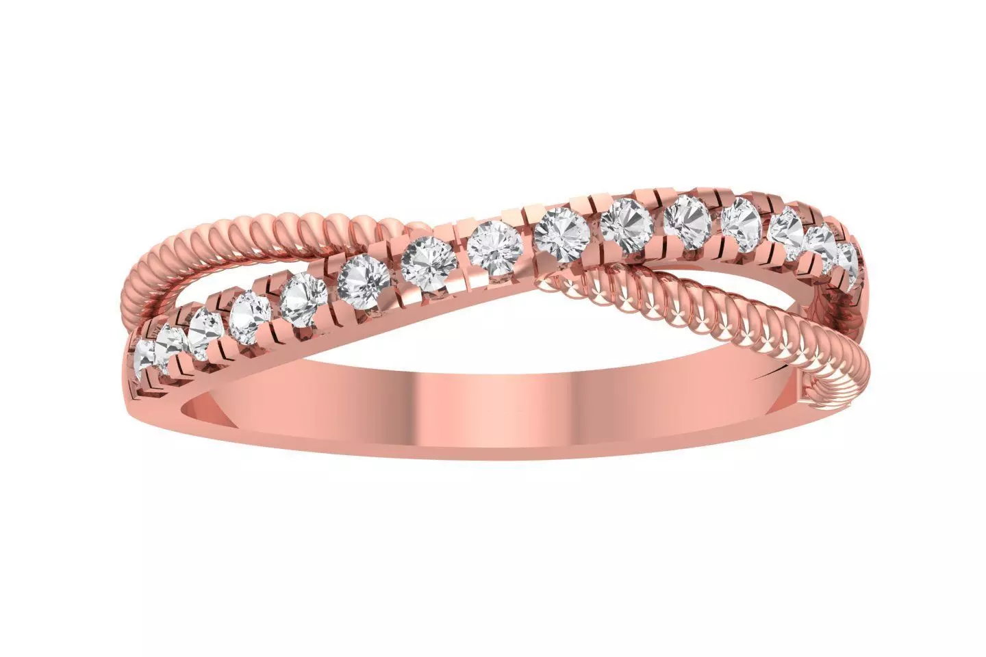 Women Double Band Split Shank Engagement Ring 3D print model