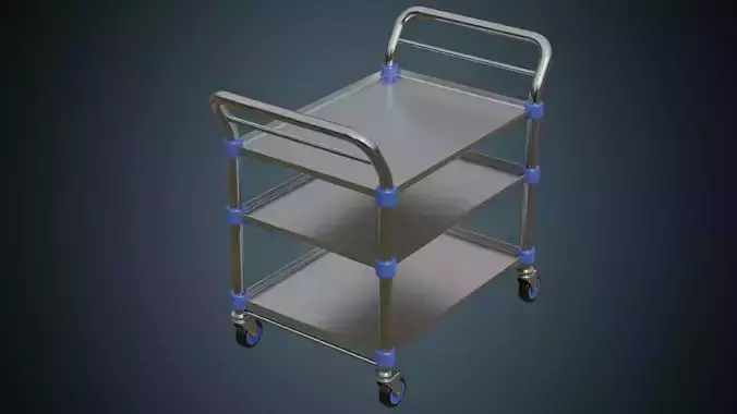 Medical Supply Cart 2 Basic Low-poly 3D model