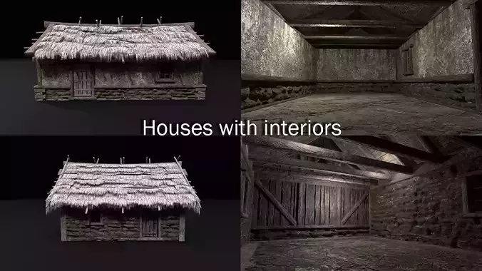 Two Realistic Medieval Houses Pack of High Quality