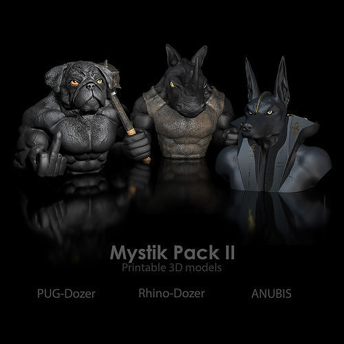 3-Pack- 30 Percent- Mystic - Anubis  Franzbulldogge Rhinocerus  3D print model