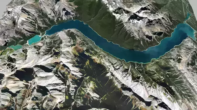 Lake Minnewanka Stewart Canyon Anthracite Alberta Canada 3D model