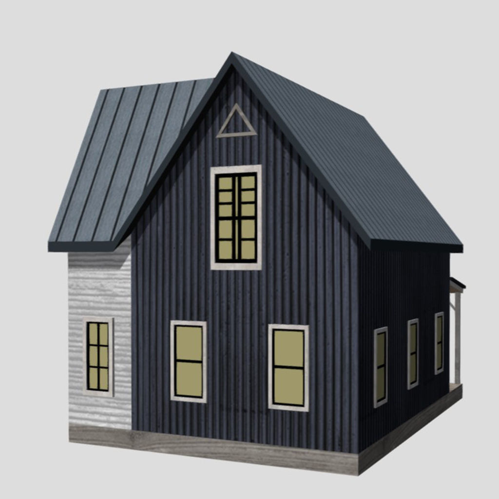 American Style Cottage - Town House Model Low-poly 3D model_3