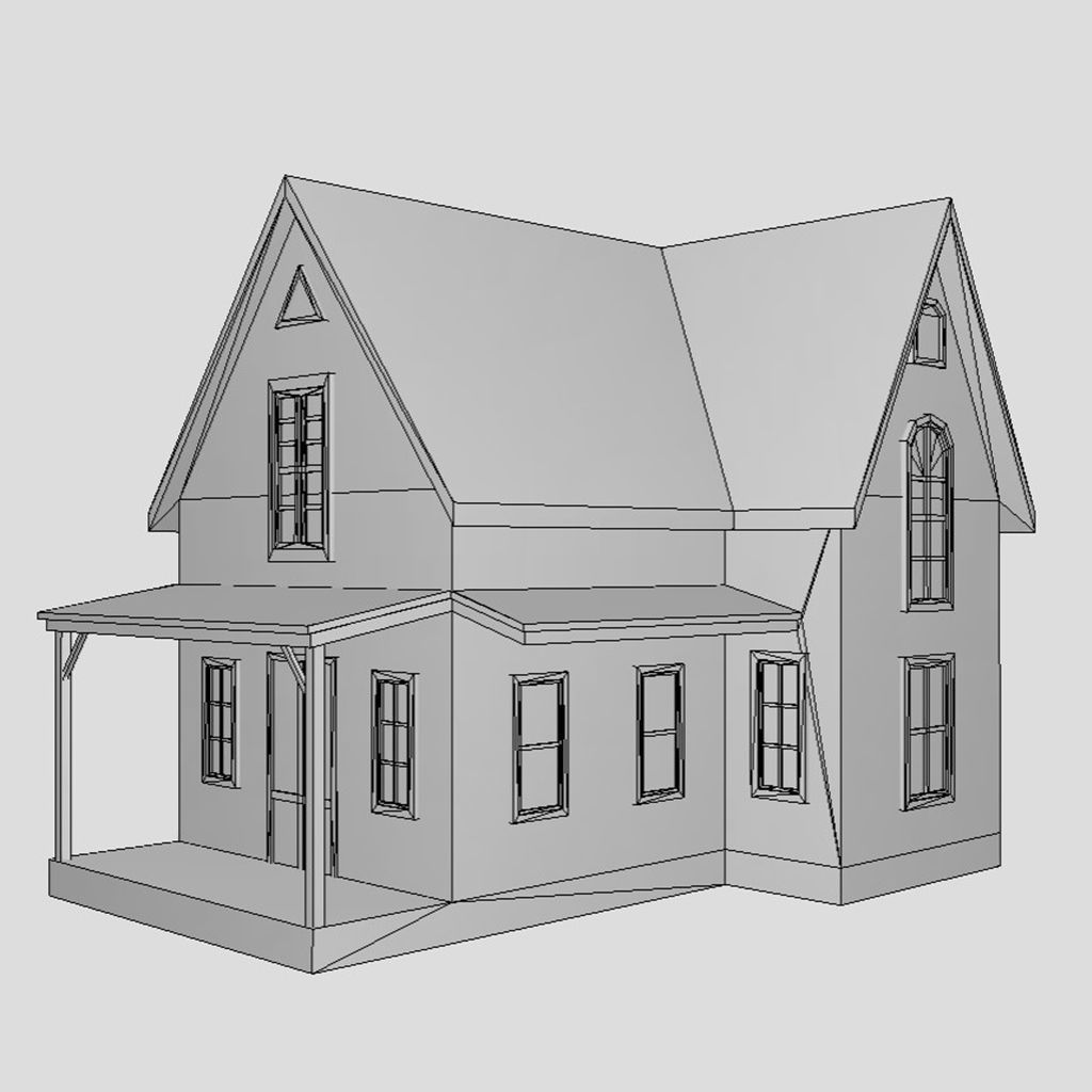 American Style Cottage - Town House Model Low-poly 3D model_6