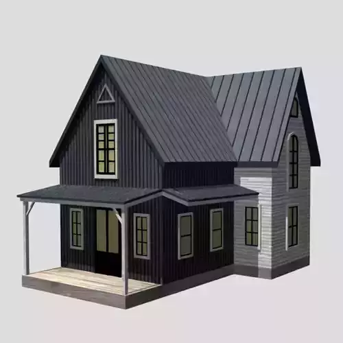 American Style Cottage - Town House Model  Low-poly 3D model