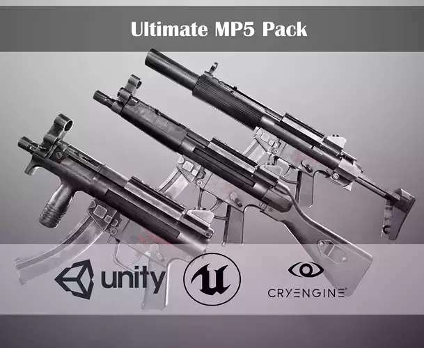 MP5 mega pack Low-poly 3D model