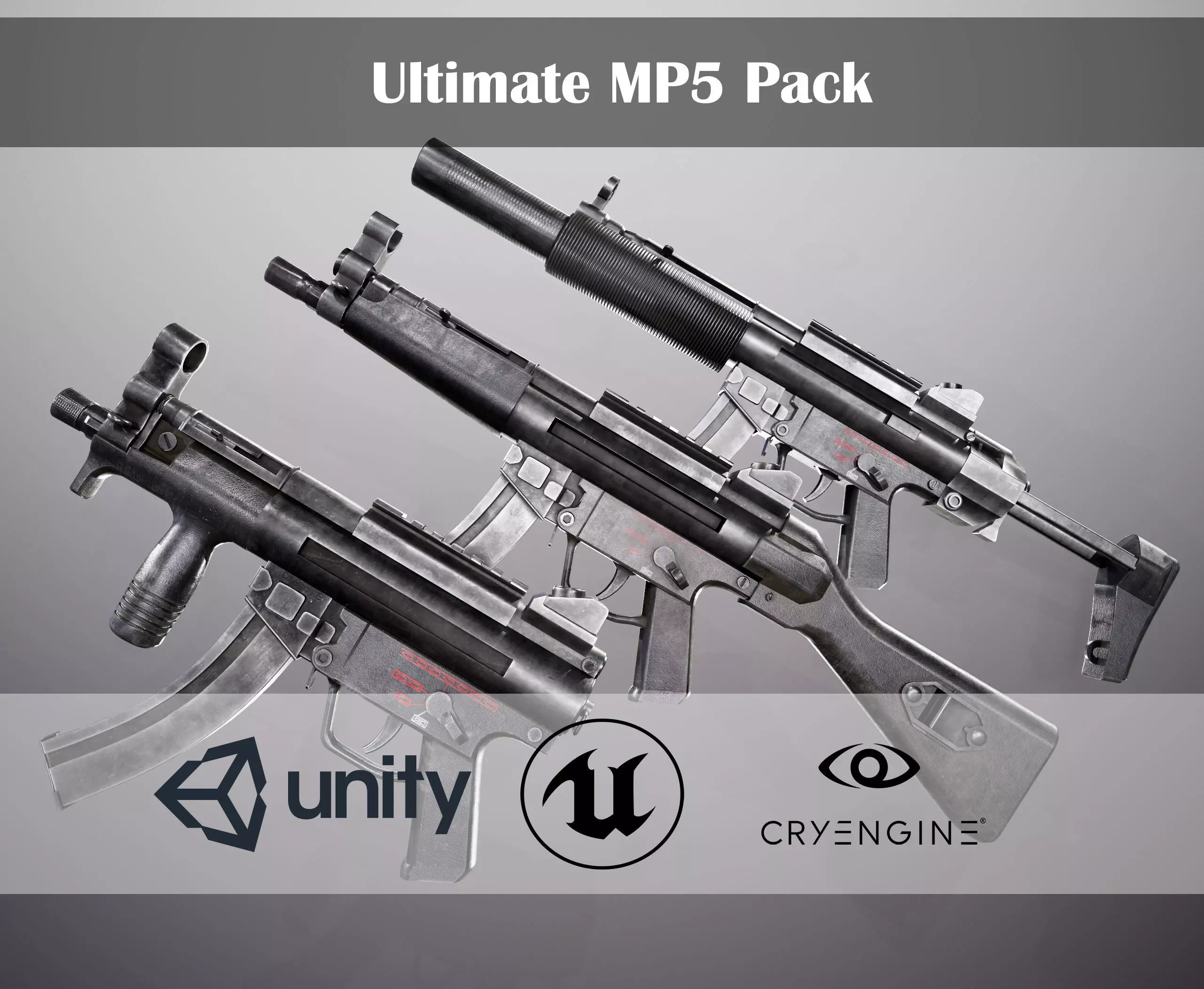 MP5 mega pack Low-poly 3D model_0