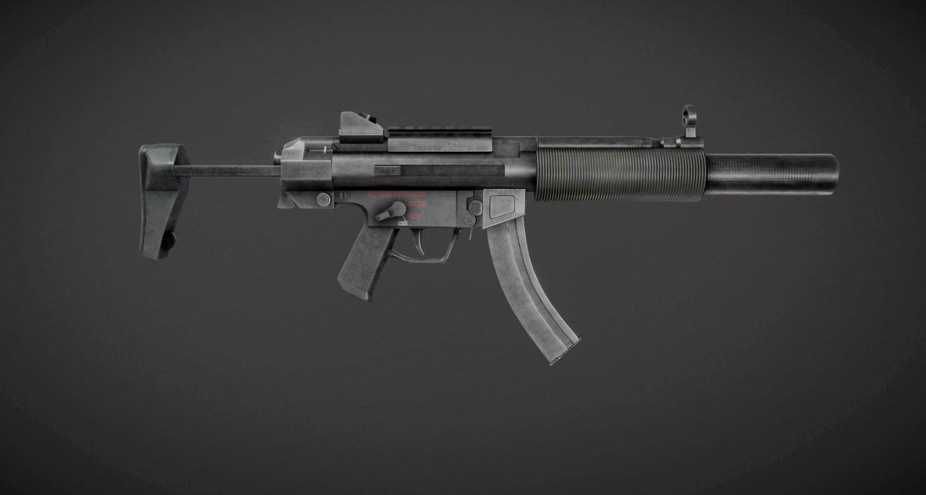 MP5 mega pack Low-poly 3D model_3