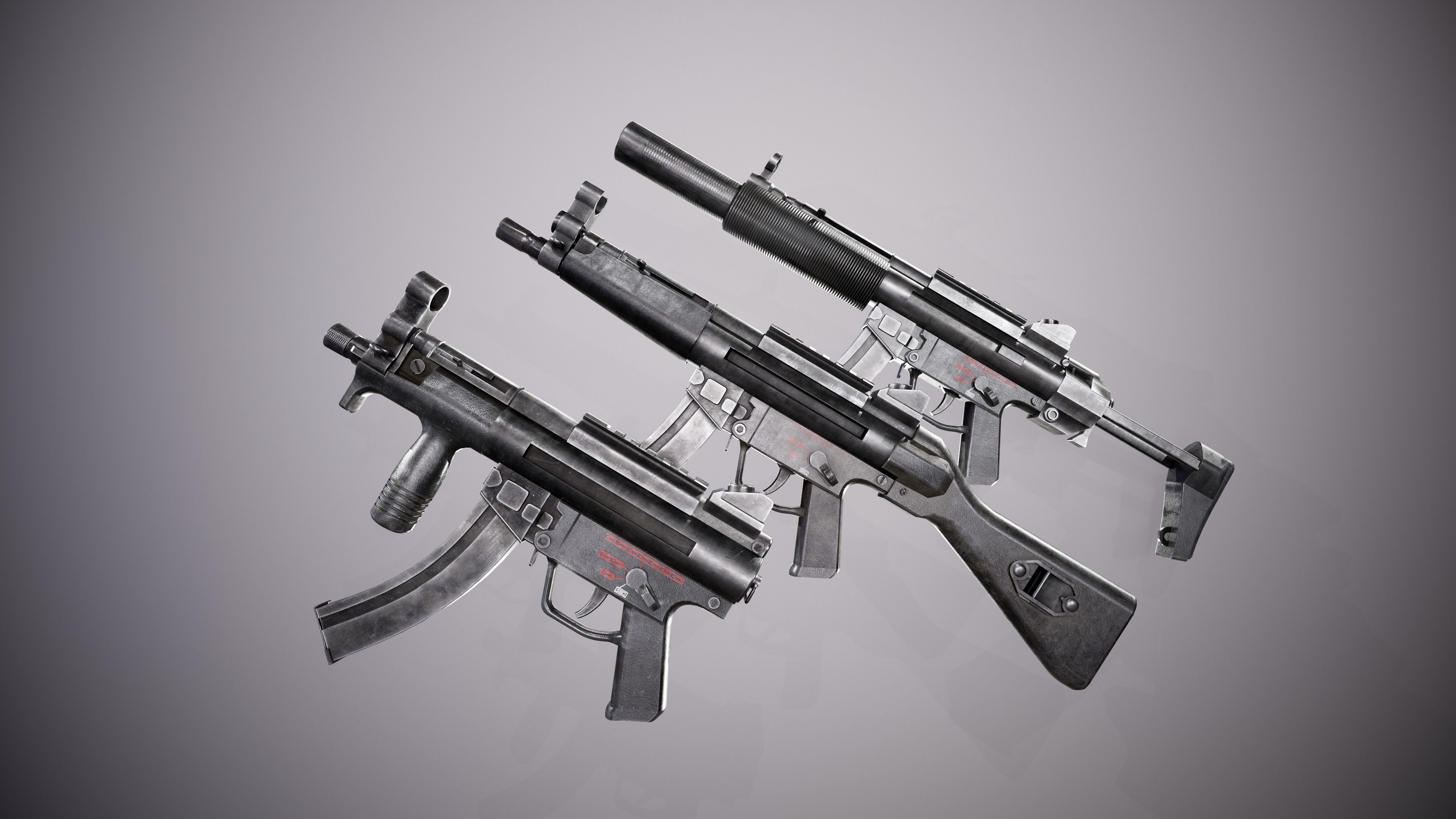 MP5 mega pack Low-poly 3D model_13