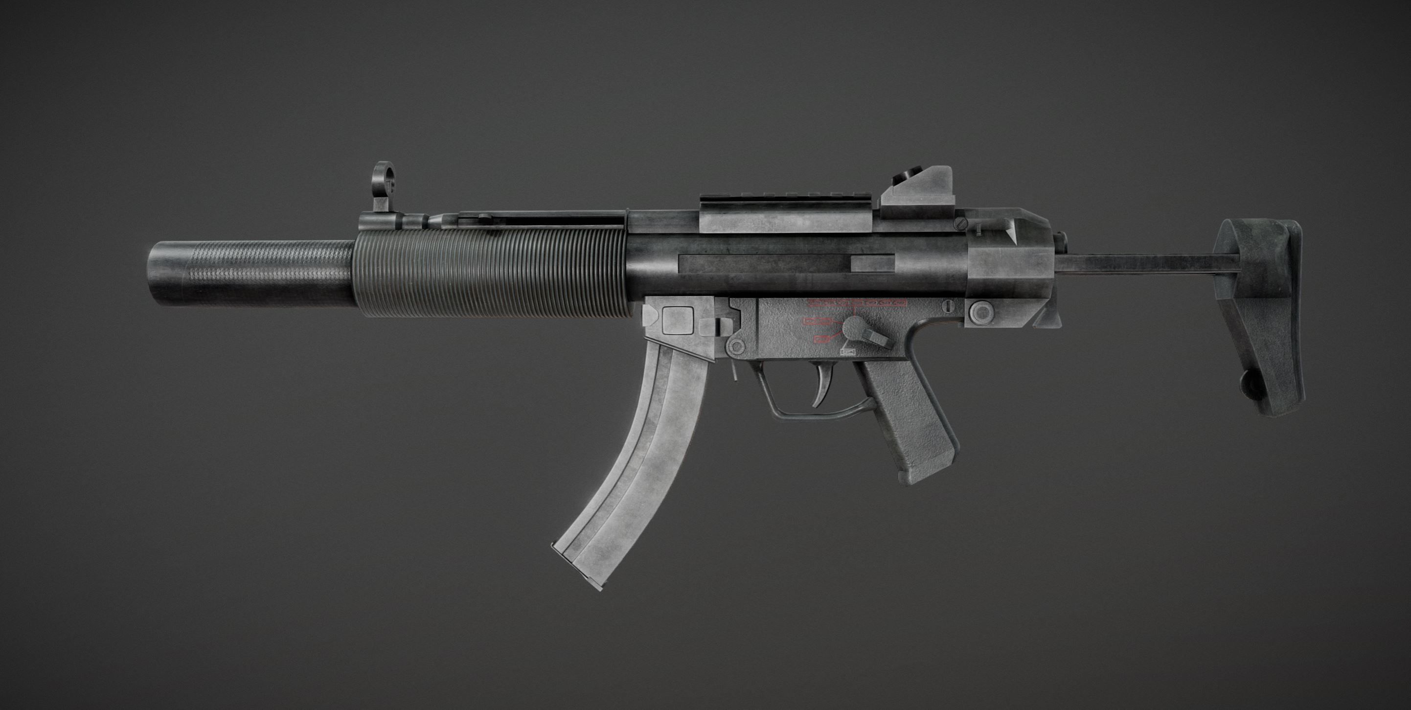 MP5 mega pack Low-poly 3D model_2