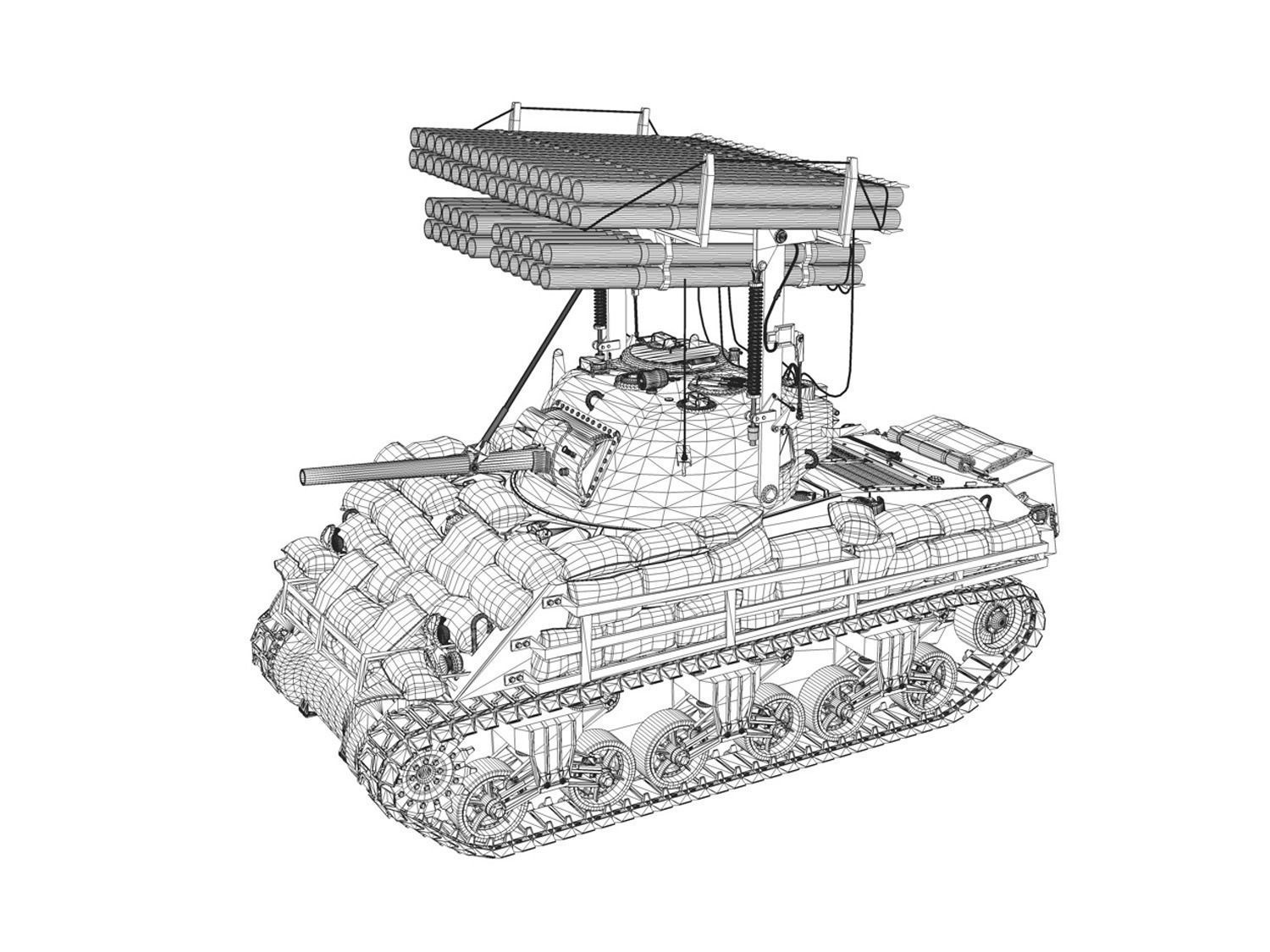 M4A3 Sherman Calliope 3D model_13