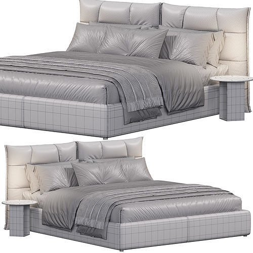 Eva Due Double Bed by Cierre 3D model 6