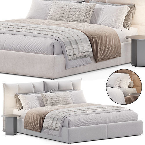 Eva Due Double Bed by Cierre 3D model 2