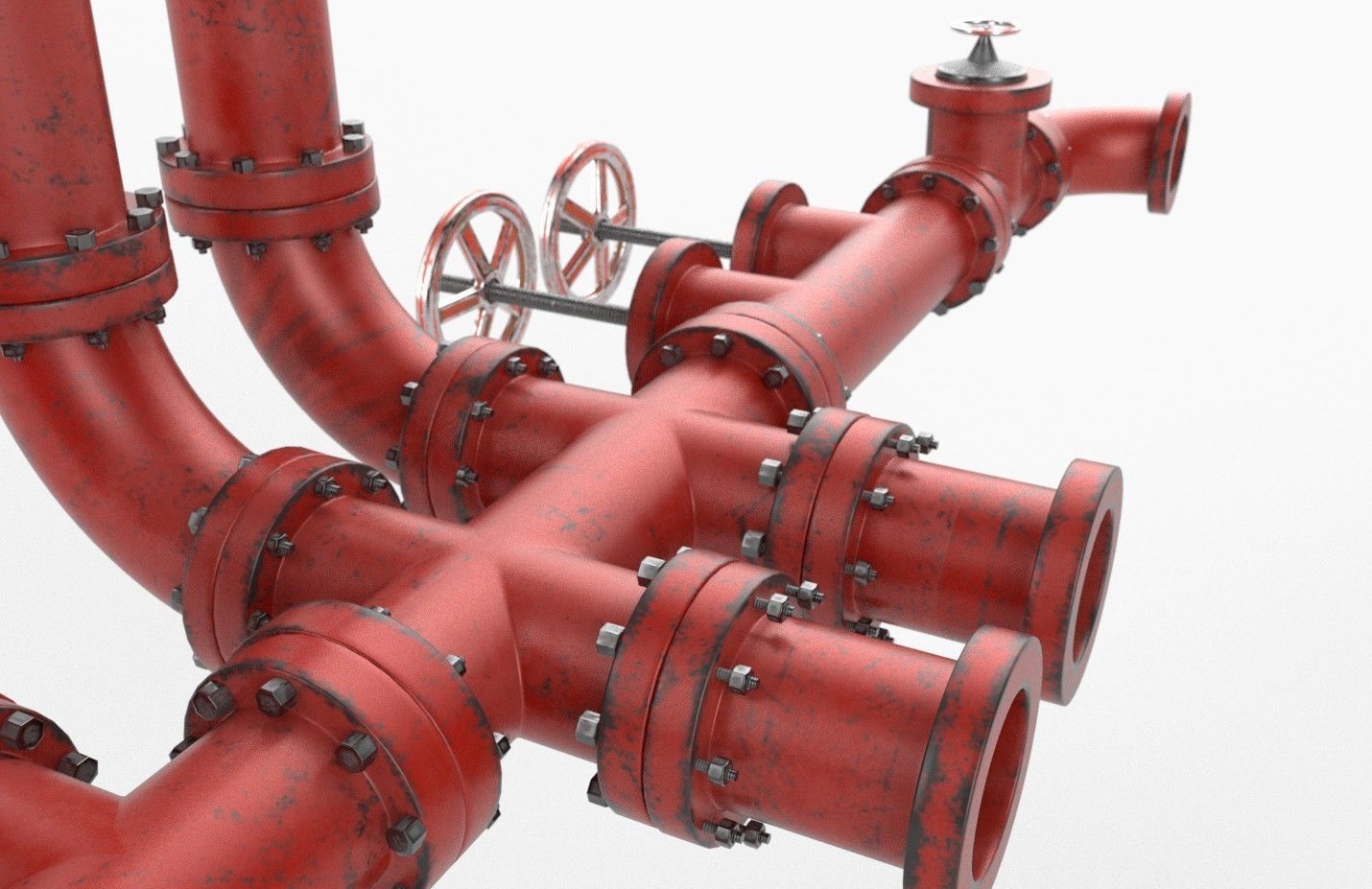 Pipeline3 pipes and valves  3D model_14