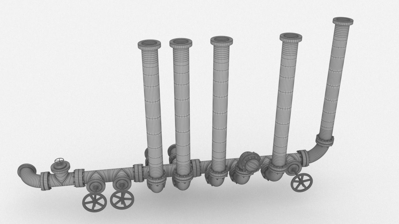 Pipeline3 pipes and valves  3D model_17