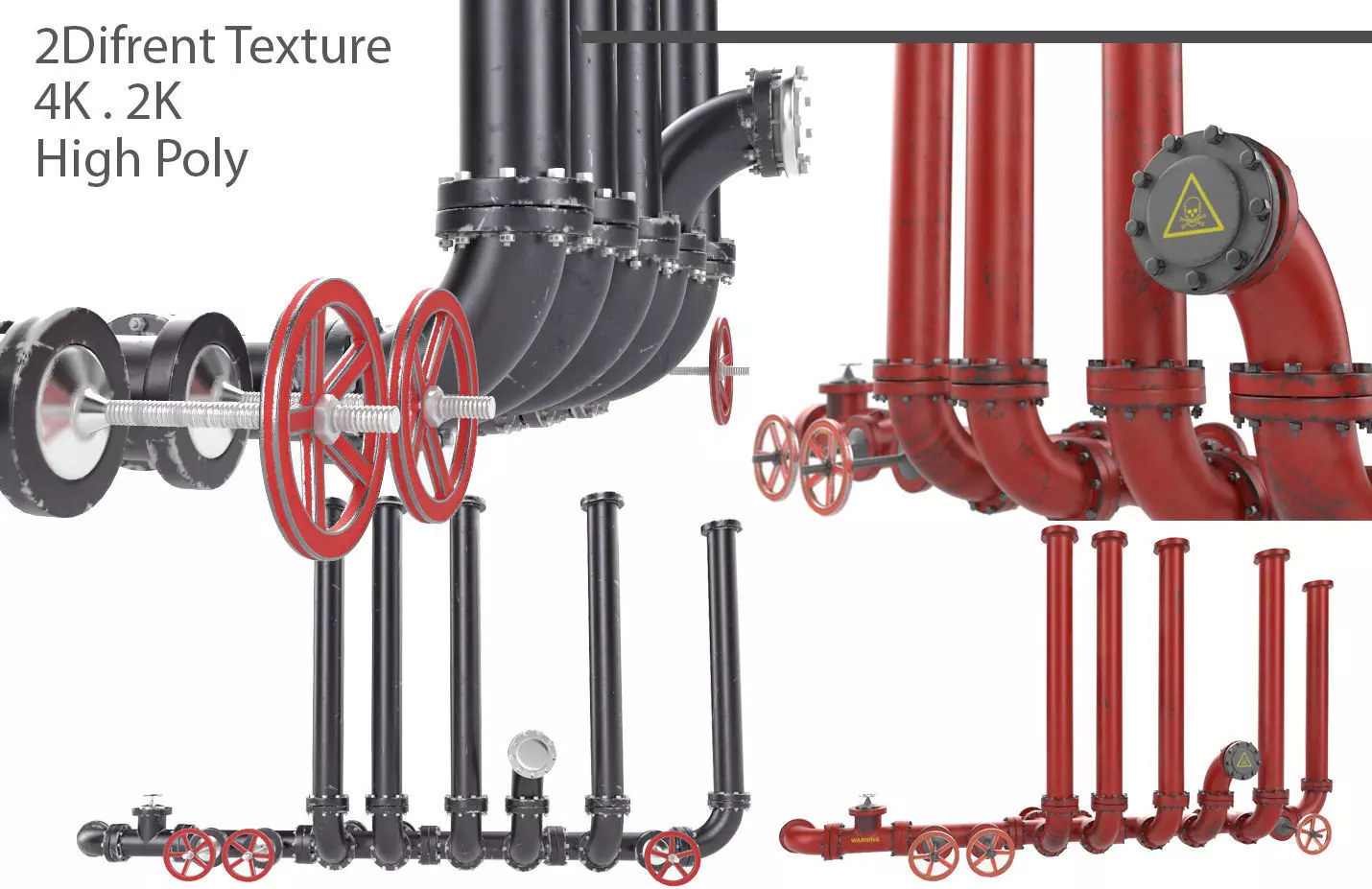 Pipeline3 pipes and valves  3D model_0