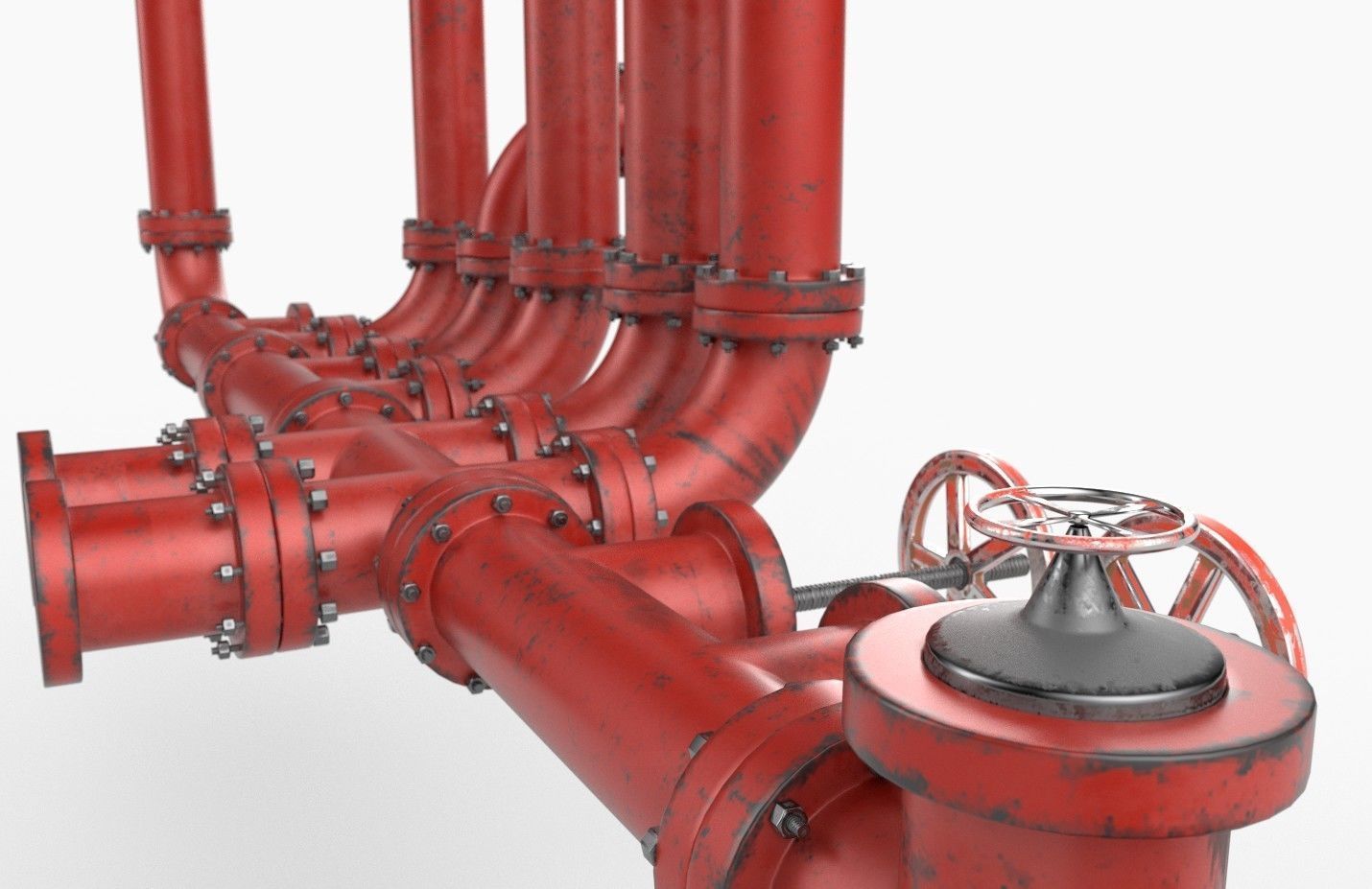 Pipeline3 pipes and valves  3D model_13