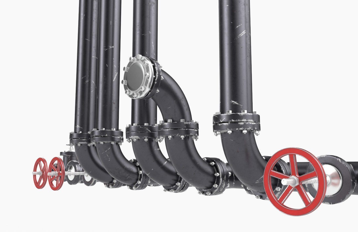 Pipeline3 pipes and valves  3D model_4