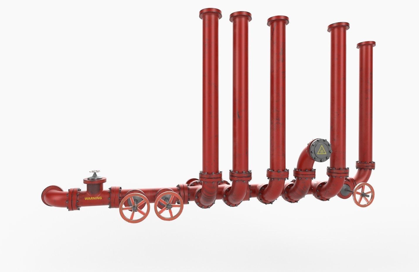 Pipeline3 pipes and valves  3D model_3