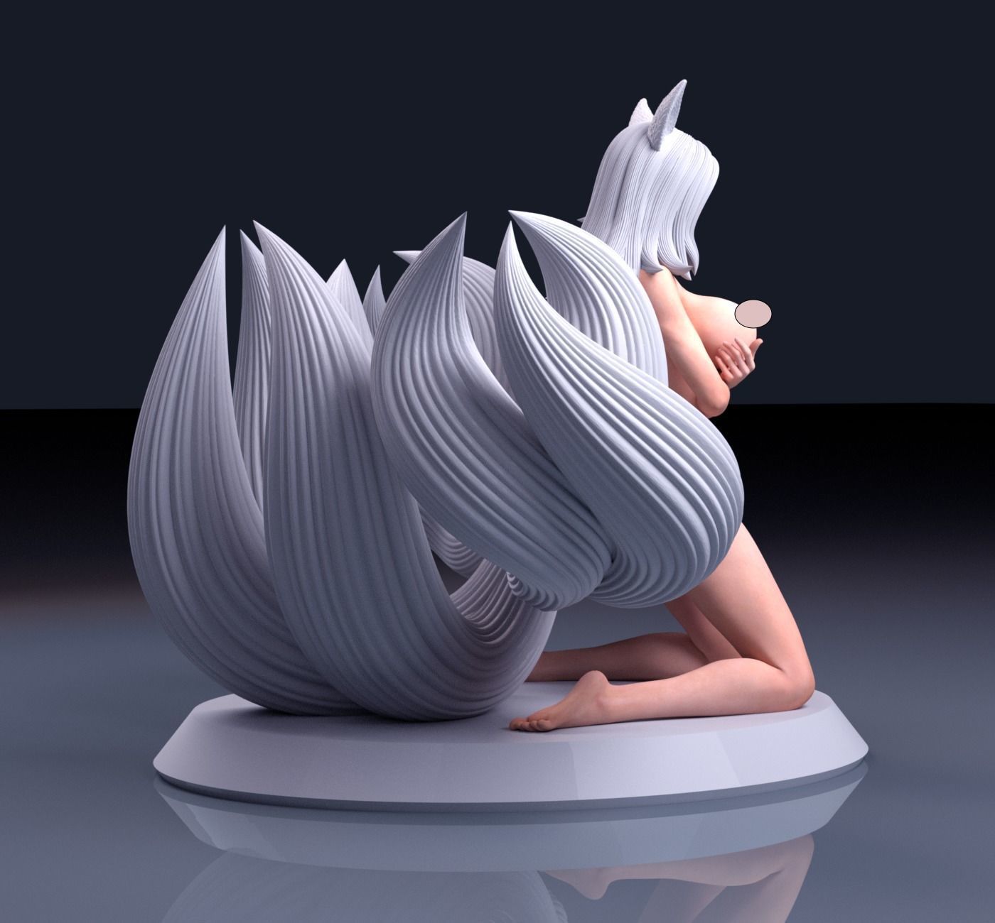 NINE TAILED FOX GIRL 3D print model_6