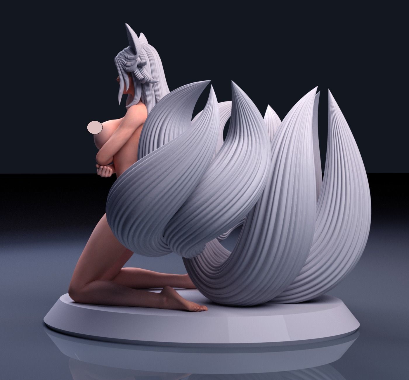 NINE TAILED FOX GIRL 3D print model_5
