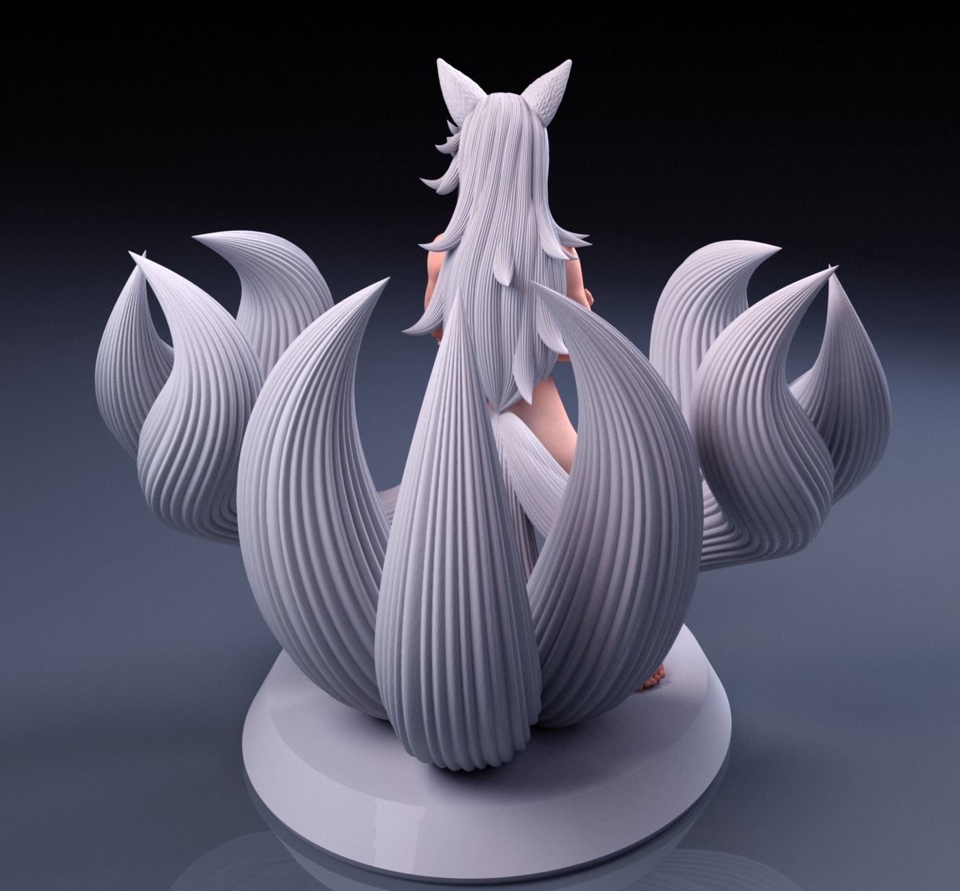 NINE TAILED FOX GIRL 3D print model_4