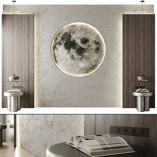 Moon Headboard 3d Wall Panel 01 3D model CGTrader