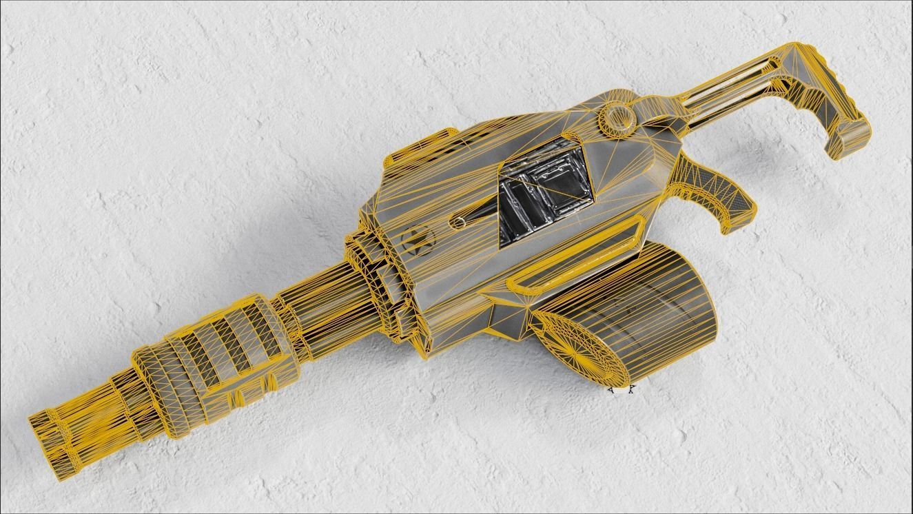 Sci-fi Minigun PBR Low-poly 3D model_11
