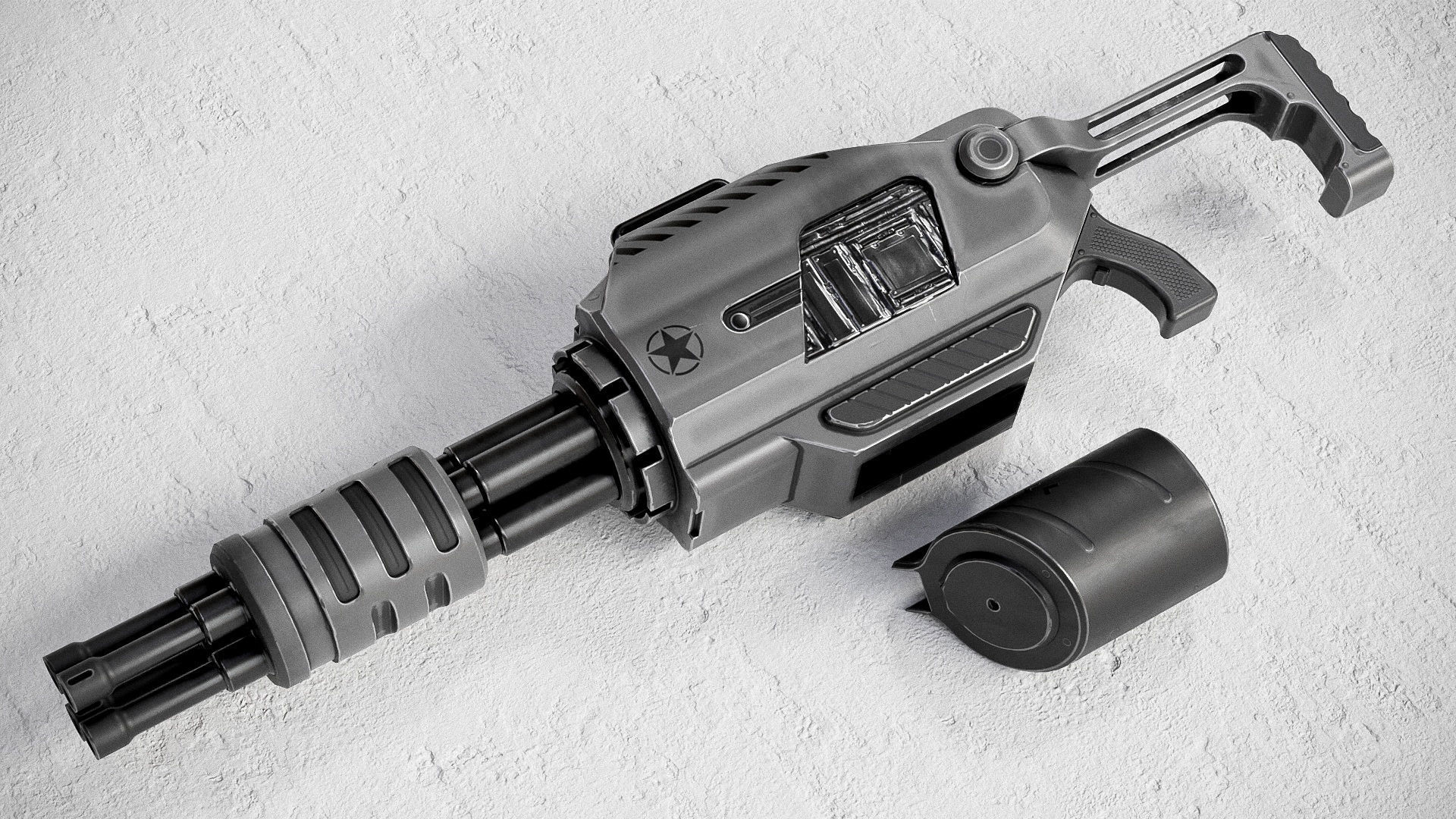Sci-fi Minigun PBR Low-poly 3D model_8