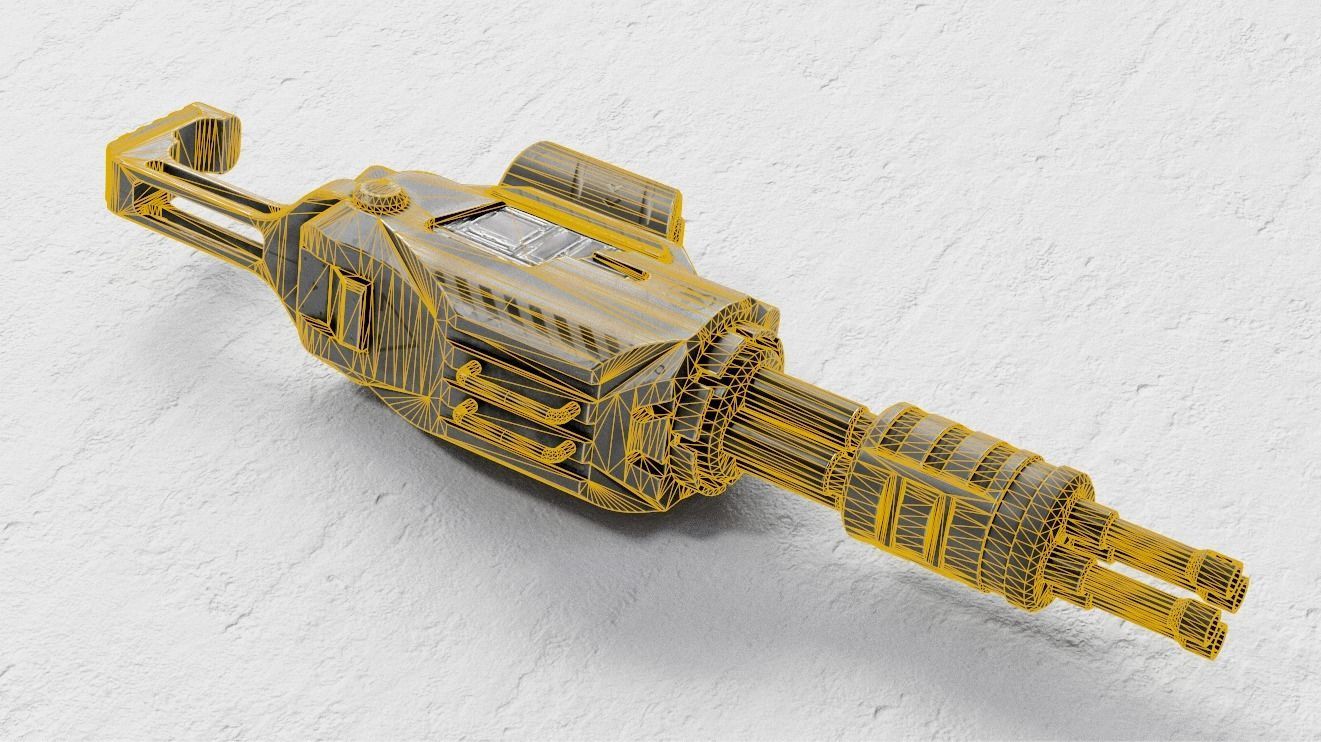 Sci-fi Minigun PBR Low-poly 3D model_12