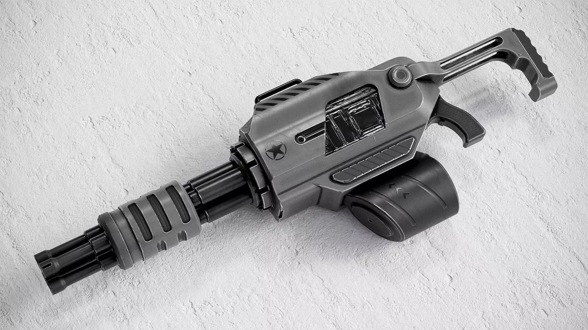 Sci-fi Minigun PBR Low-poly 3D model_0