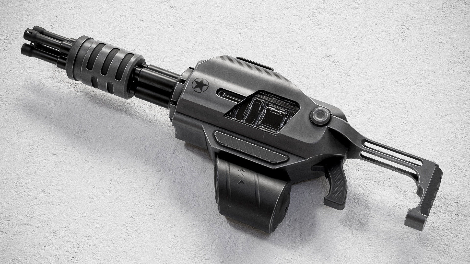 Sci-fi Minigun PBR Low-poly 3D model_2