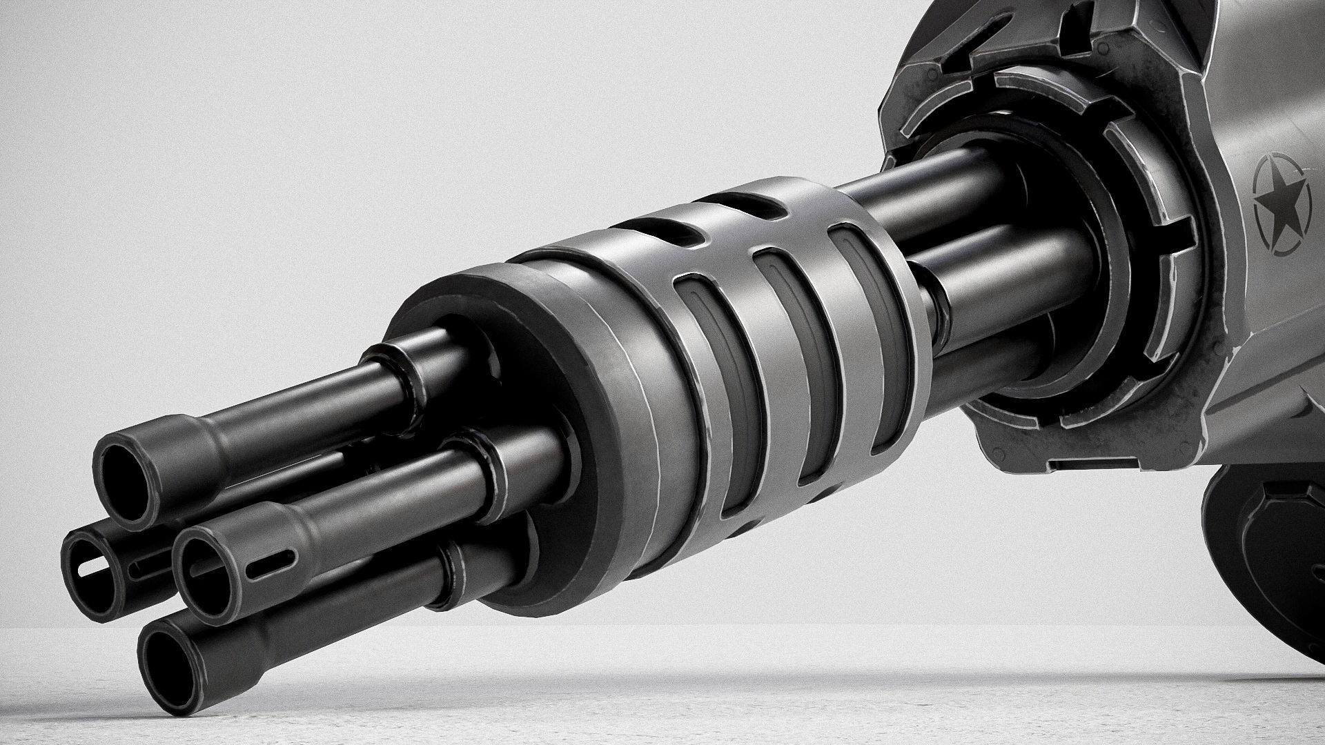 Sci-fi Minigun PBR Low-poly 3D model_7