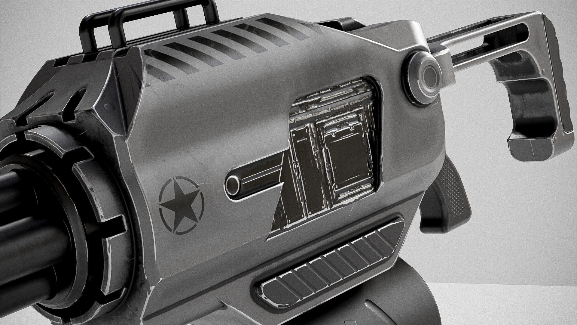 Sci-fi Minigun PBR Low-poly 3D model_6