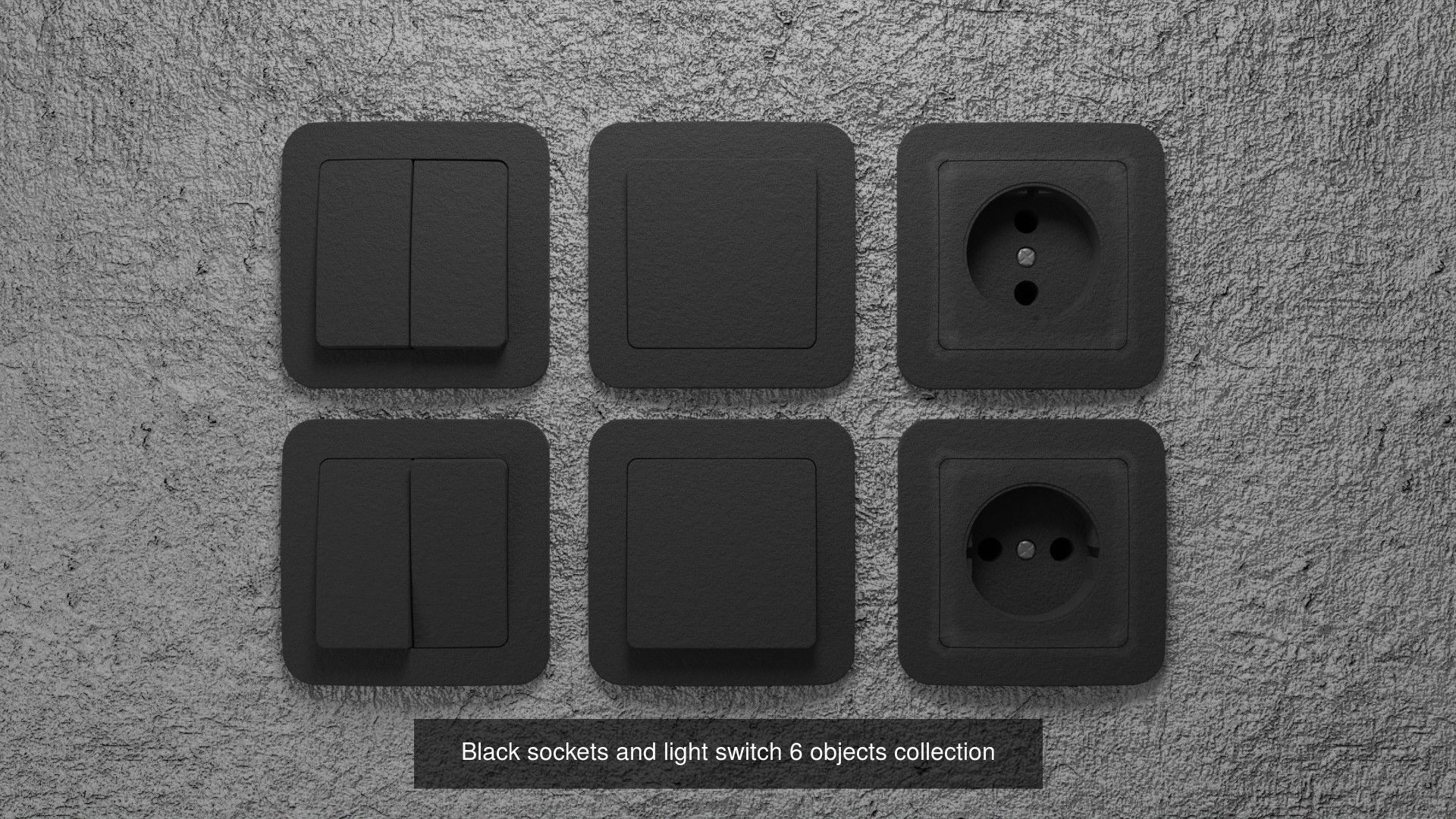 Sockets and light switches 6 models PBR  3D Model Collection_5
