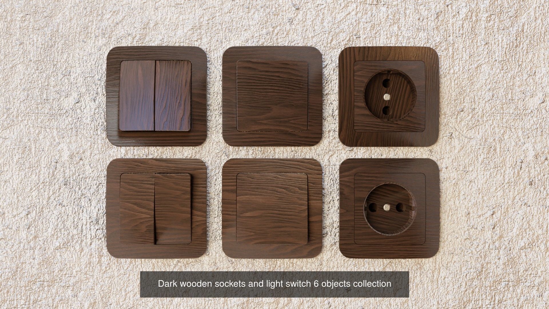 Sockets and light switches 6 models PBR  3D Model Collection_7