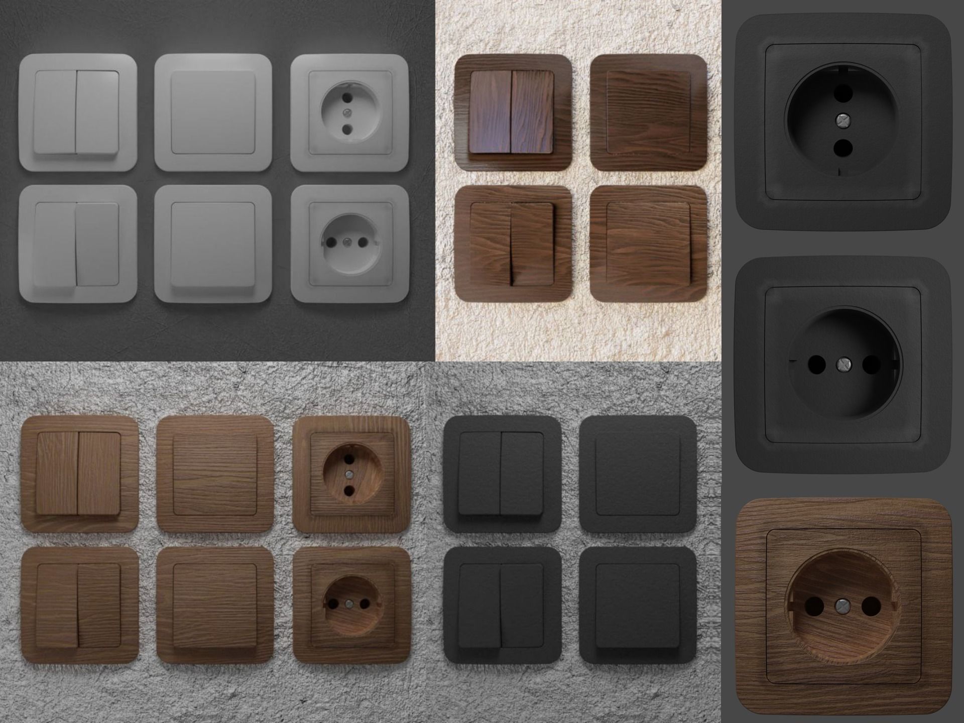 Sockets and light switches 6 models PBR  3D Model Collection_20