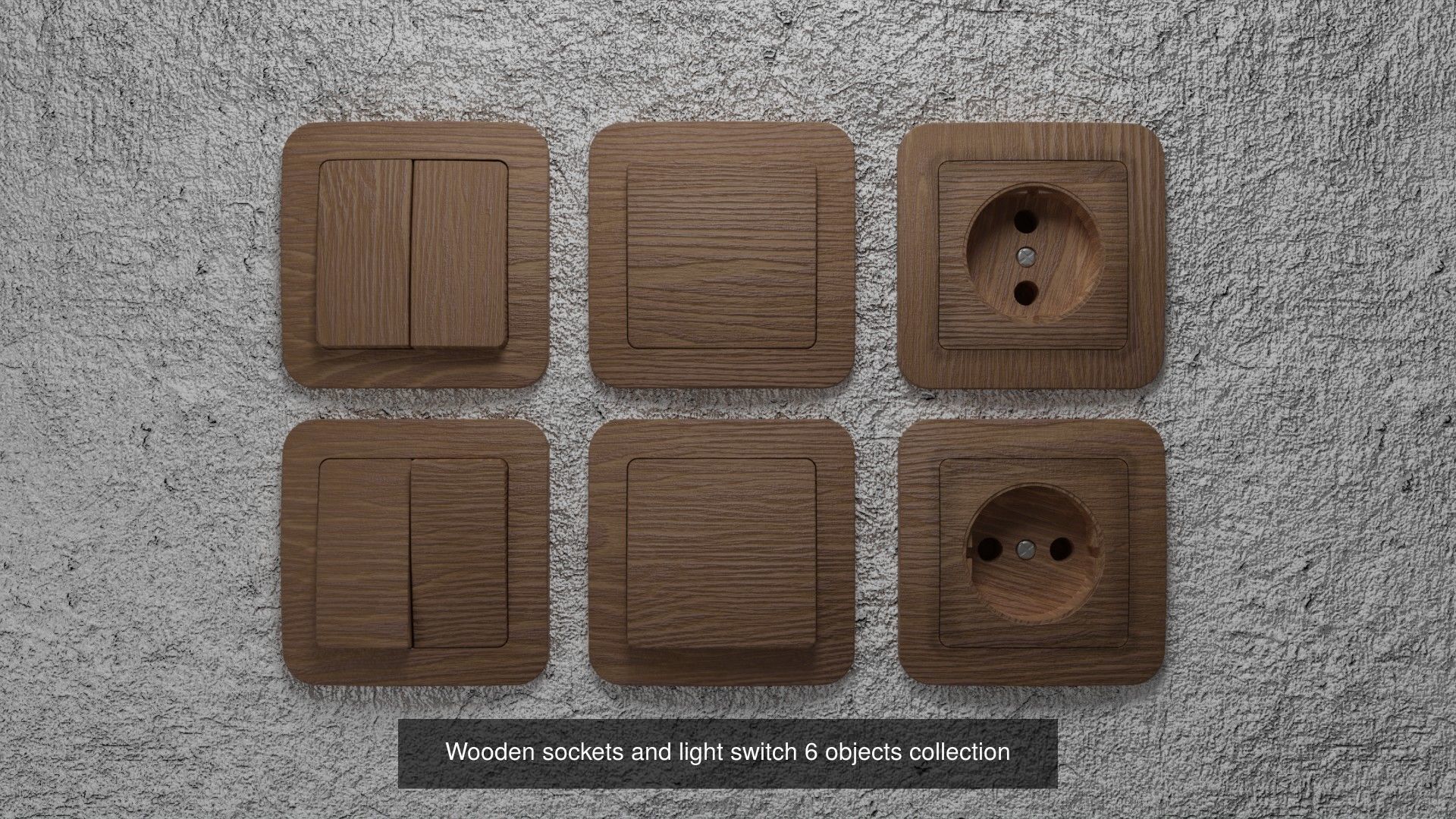 Sockets and light switches 6 models PBR  3D Model Collection_6