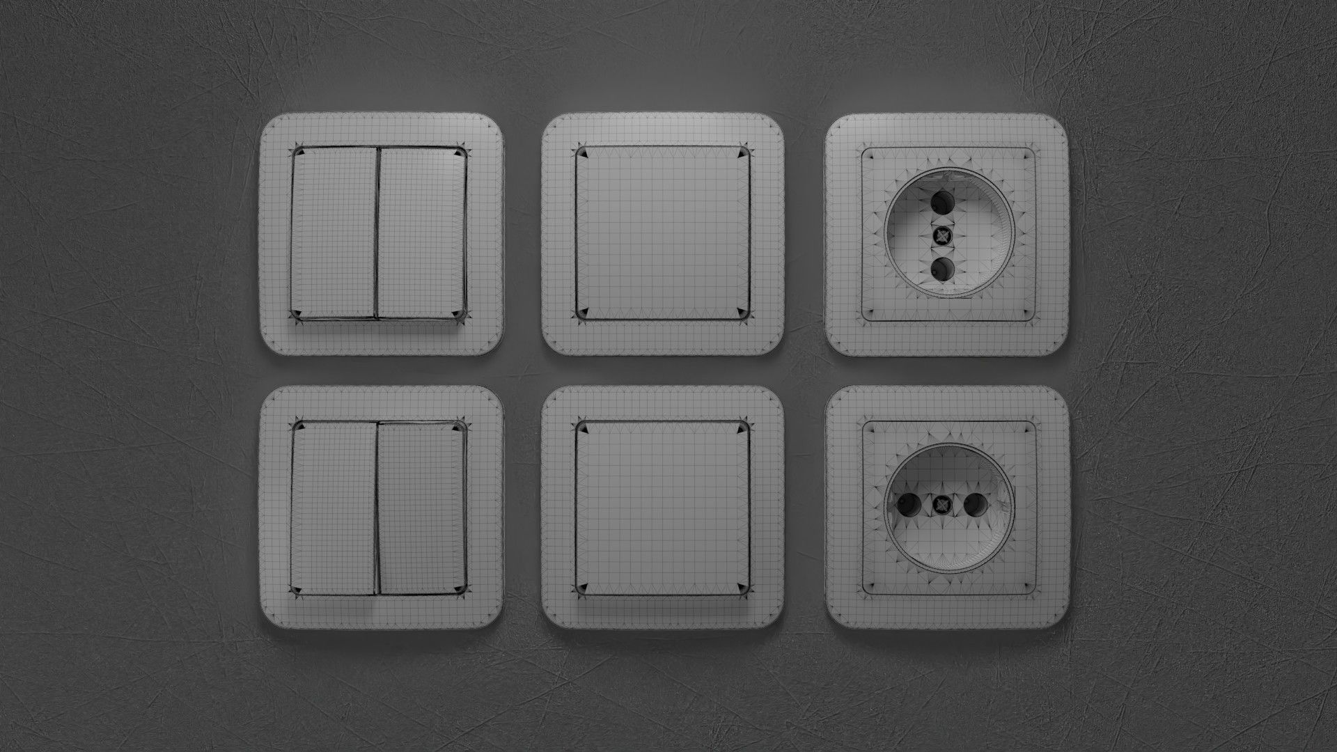 Sockets and light switches 6 models PBR  3D Model Collection_18