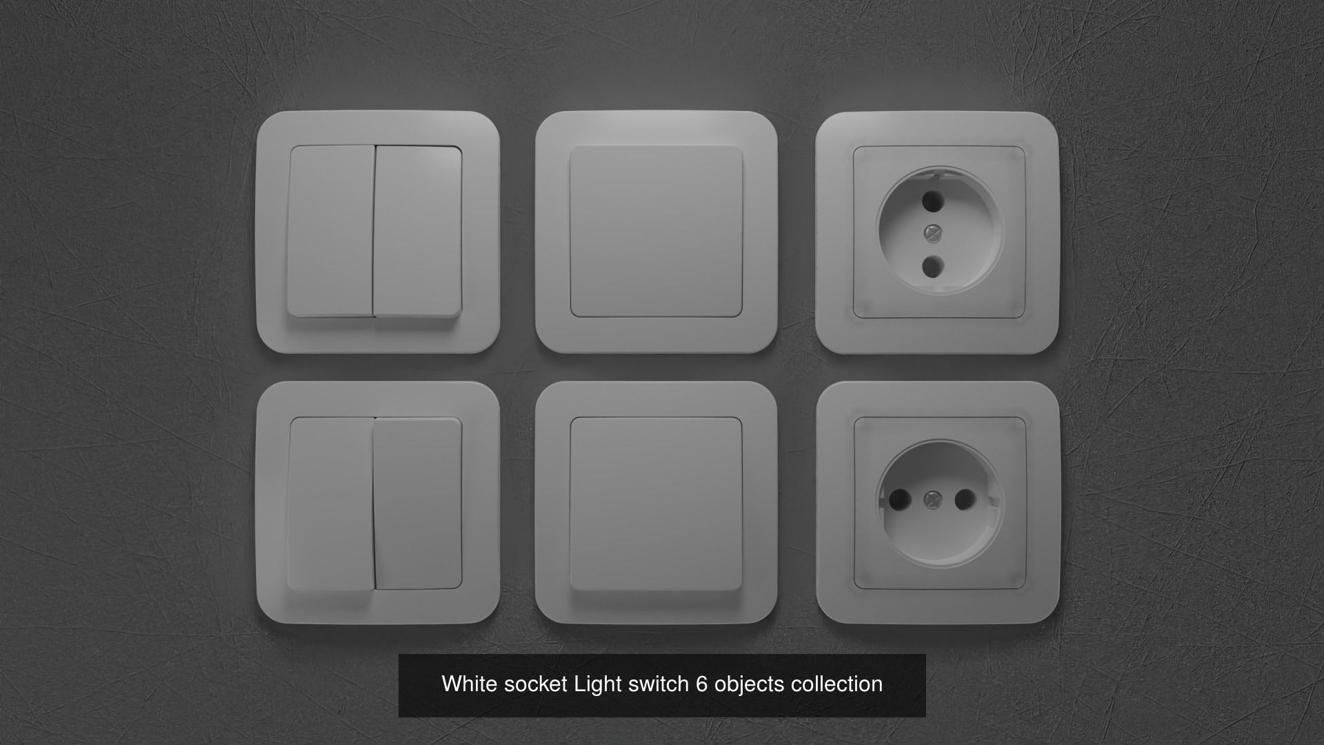 Sockets and light switches 6 models PBR  3D Model Collection_4