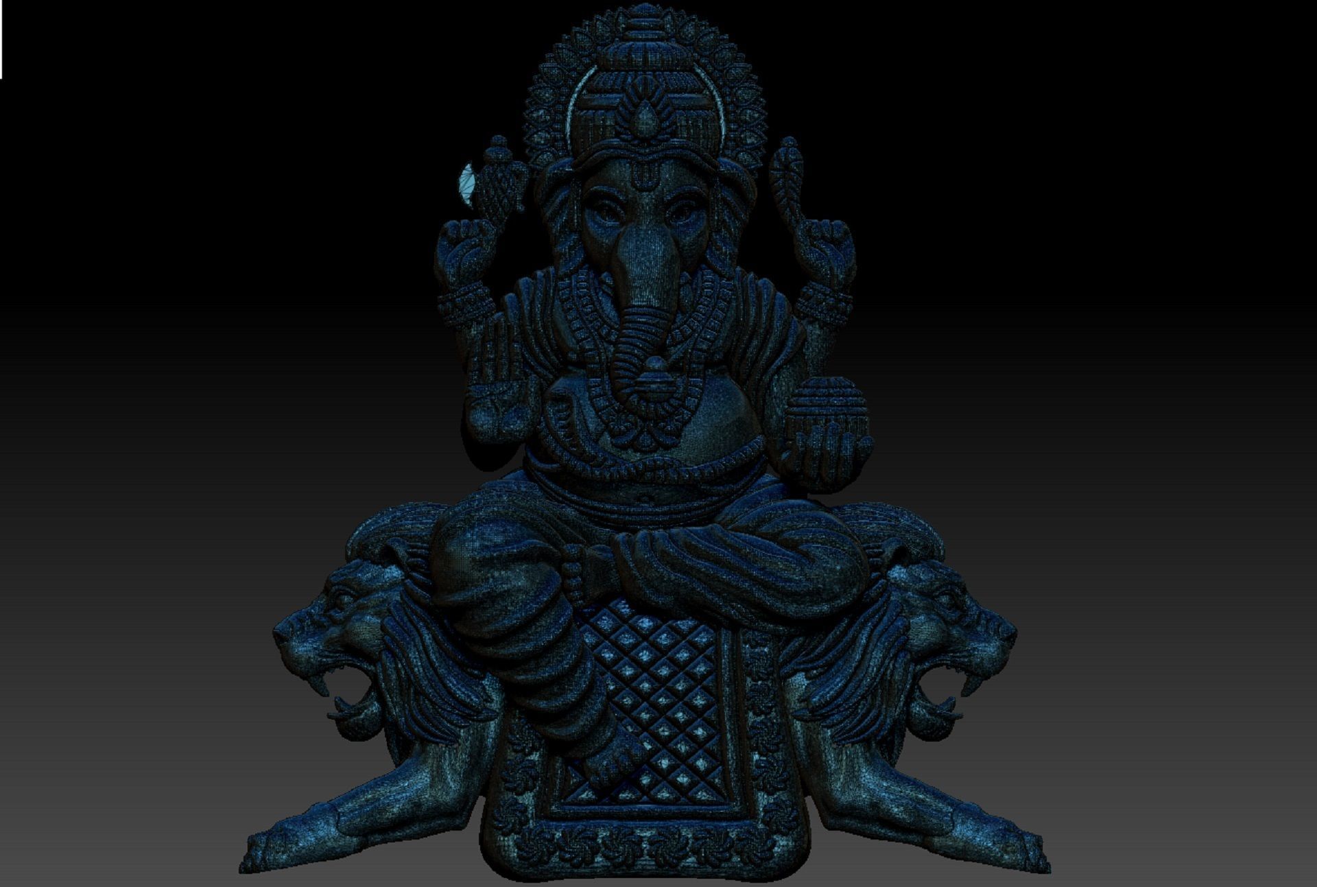 VINAYAGAR WITH LION PENDENT 3D print model_8