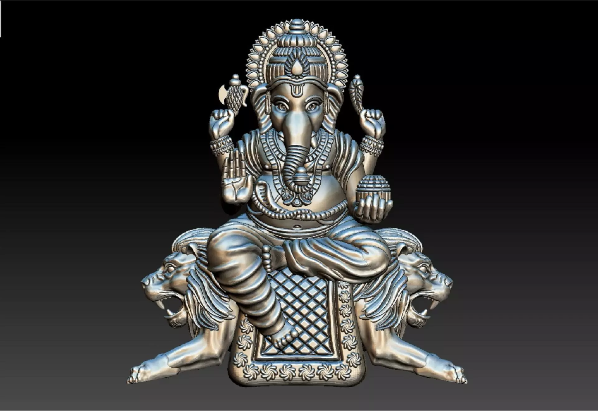 VINAYAGAR WITH LION PENDENT 3D print model_0
