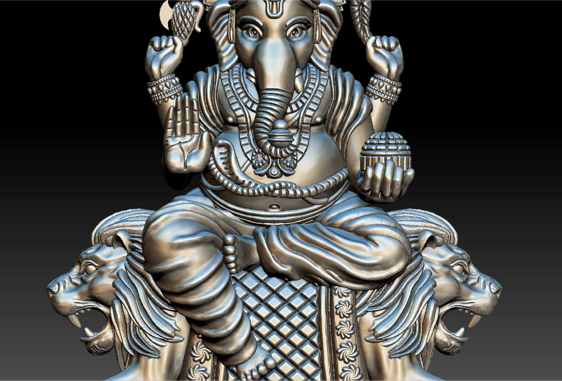 VINAYAGAR WITH LION PENDENT 3D print model_1